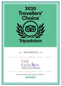 Tripadvisor Travellers' choice award won by The Thai Spa Singapore in the year 2020