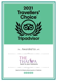 Tripadvisor Travellers' choice award won by The Thai Spa Singapore in the year 2021