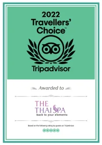 Tripadvisor Travellers' choice award won by The Thai Spa Singapore in the year 2022